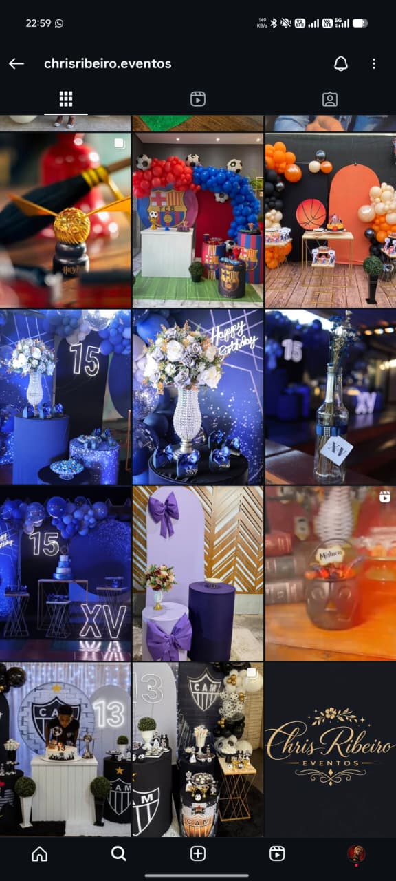 Galeria de trabalhos da Chris Ribeiro no Instagram